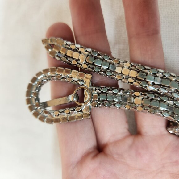Rhinestone Silver Toned Thin Belt Size 30 main image 4